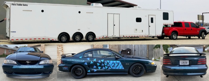 AutoInterests equipment trailer and 1994 Ford Mustang GT track car
