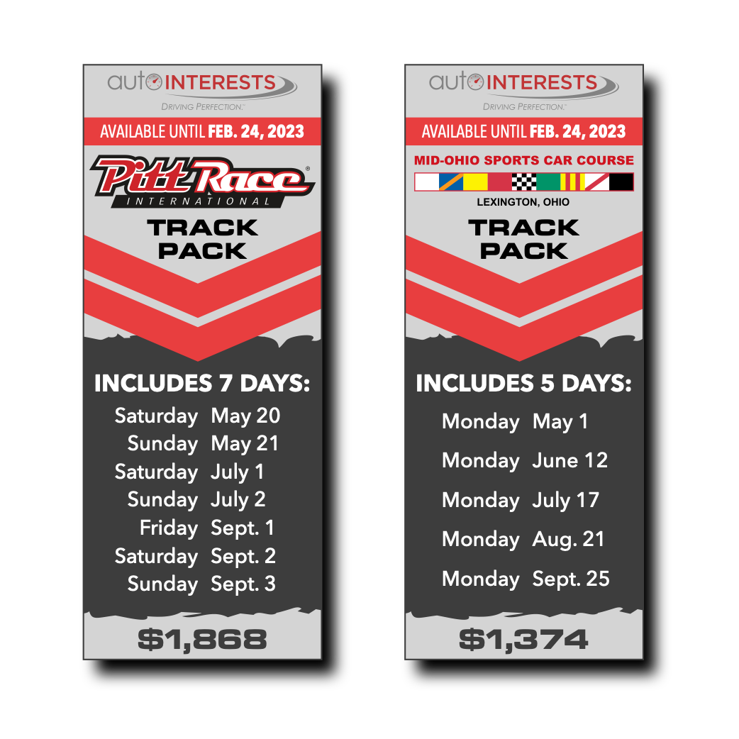 Mid-Ohio and Pitt Race Track Pack Pricing