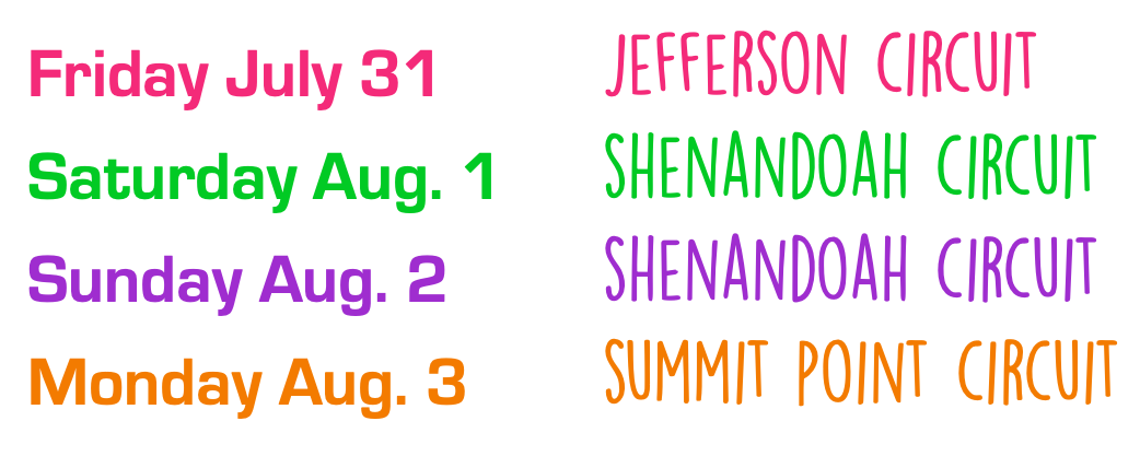 Summer Camp at Summit Point Dates